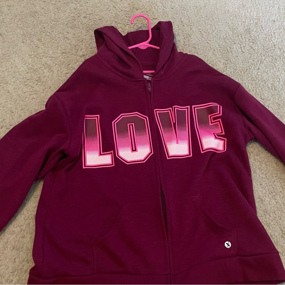 Xersion Purple and Pink Hoodie with Love design